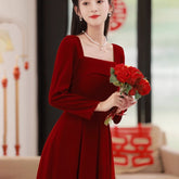 Velvet Toast Dress Simple And Elegant Long Sleeve Engagement Dress