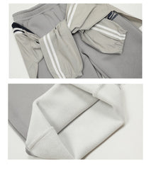 Strap Design Fleece-lined Track Sweatpants