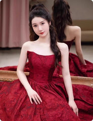High End Light Luxury Niche Wine Red French Evening Gown