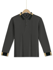 Long Sleeve Lapel Men's Solid Color Button Casual Business