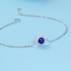 S925 Silver Inlaid Sapphire Women's Bracelet