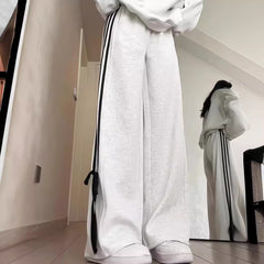 American-style High Waist Bow Straight Wide-leg Pants