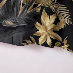 Men's Printed Gold Tropical Plant Pattern Short Sleeve Fashion Printed Shirt