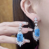 Ice Navy Blue Ornament Three-piece Ring Set Necklace