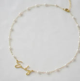 Stainless Steel DIY Cut Name Pearl Necklace