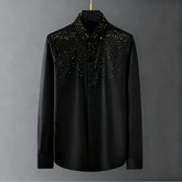 Elegant Rhinestone Long-sleeved Shirt