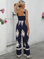 Women's Vacation Casual Sleeveless Printed Wide Leg Jumpsuit