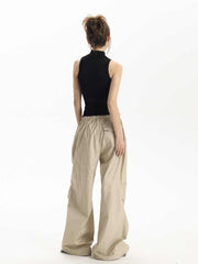 Black I-shaped Vest Camisole Women's Sleeveless High Neck Short Top