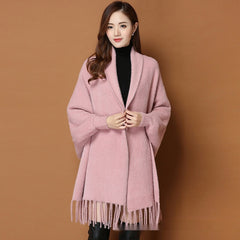Autumn And Winter Classic Pure Color Thickened Faux Mink Sleeved Shawl Women's Scarf