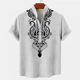 Men's Shirt Digital 3D Printing Linen Short Sleeve
