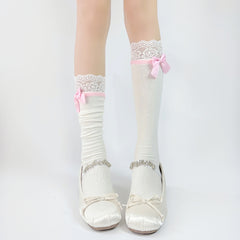 Japanese Jk Bowknot Sweet Lace Lolita Socks Mid-calf