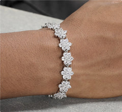 Blue Full Diamond Lotus Bracelet For Men's Hip Hop Dopamine Colored Tennis Chain