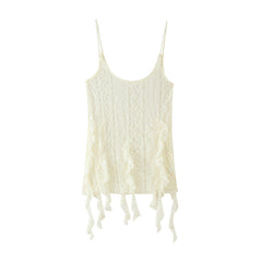 Top And Trousers Two-piece Set With Pointed Lace At Hem