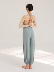 Women's Halter Beauty Back Fitness Jumpsuit