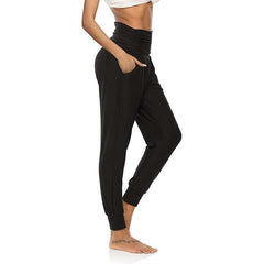 Pants With Pattern Pockets Casual High-waisted Leggings Color Loose Casual Leggings