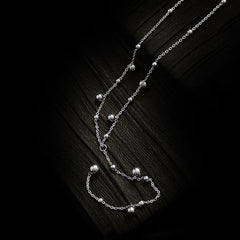 S925 Sterling Silver Beanie Tassel Long Flow Necklace