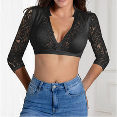 Women's Halloween White Base Lace Stitching Small Shirt Top