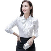 Women's Shirt Long Sleeve Casual Ruffles Business Shirt