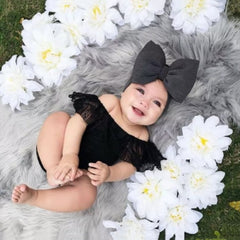 Children'S Black Lace Strapless Shirt Jumpsuit and Headband Summer Baby Suit