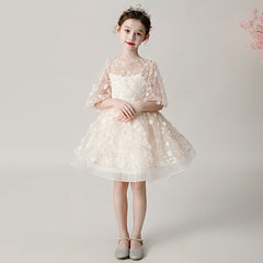 Girls Flower Girl Sequin Flower Wedding Dress
