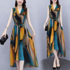 Plus Size Sleeveless Waist-tight Dress Women