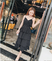 Polka Dot Large Size Cake Skirt Women's Summer Xian Slim Cover Belly Sling Dress