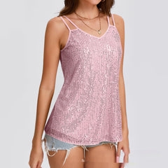 Hot Girl Vest Sequins V-neck Strap