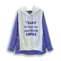 Plus Size Women's Fake Two-piece Hooded Sweater Stitching