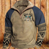 Digital Print Stand Collar Men's Street Zip-up Hoodie