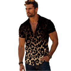 Four-sided Elastic Leopard Print Shirt Men