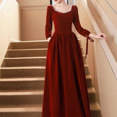 Toast Velvet Long Sleeve Engagement Dress