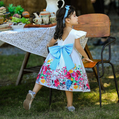 New Forged Print Princess Dress With Headband