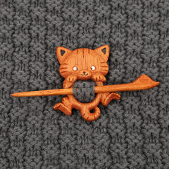Wooden Animal Brooch Cute Gift Knitted Sweater