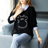 Women's Autumn Winter False-two-piece Sweater Shirt Collar