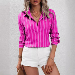 Commute Style Fashion Striped Loose Long Sleeve Shirt