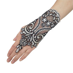 Lace Embroidered Tie Gold Black Dress Sleeves