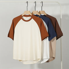 Contrast Color Waffle Plus Size Short Sleeve