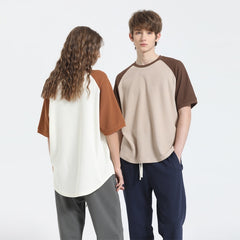 Contrast Color Waffle Plus Size Short Sleeve