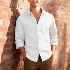 Knitted Floral Casual Sports Fashion Jacket Men's Lapel Long Sleeve Shirt