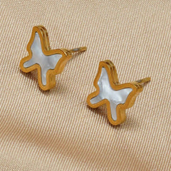 Lxalry 18K Gold Plated Stainless Steel Butterfly & Heart Jewelry Set For Women - Waterproof Hypoallergenic Necklace & Earrings, Elegant Gift For Girlfriend, Birthday, Wedding, Daily Wear