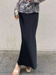 Oblique Cut Glossy Silky Half Body New Acetate Satin Temperament High Waist Fishtail Skirt