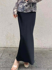 Oblique Cut Glossy Silky Half Body New Acetate Satin Temperament High Waist Fishtail Skirt