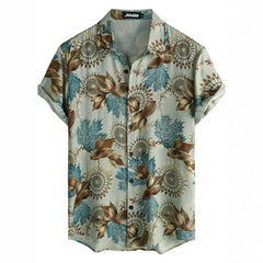 Hawaiian Printing Lapel Short Sleeve Shirt
