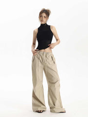 Black I-shaped Vest Camisole Women's Sleeveless High Neck Short Top