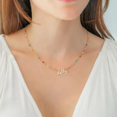 Airy Multiple Name Necklace Personalized Name Necklace Colorful Enamel Chain