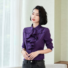 Women's Shirt Long Sleeve Casual Ruffles Business Shirt