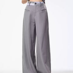 Vintage Crumpled Wide Leg Draping Matchet Pants Suit Pants For Women