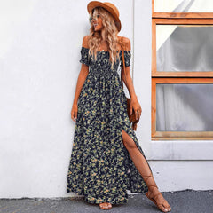 Bohemian Off-shoulder Small Floral Dress