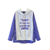 Plus Size Women's Fake Two-piece Hooded Sweater Stitching