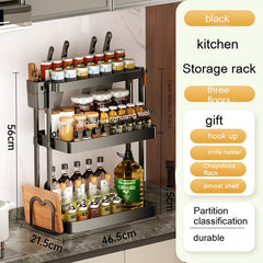 Kitchen seasoning rack multi-layer storage – style 3 pot cover holder detail
